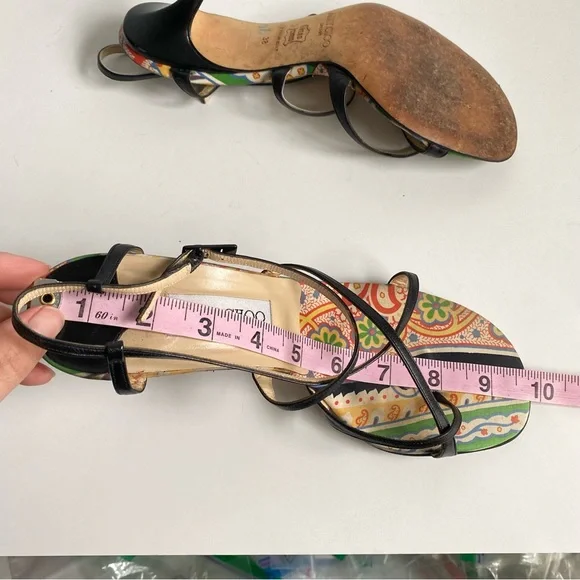 Jimmy Choo Black Leather Strappy Heels Sandals Vintage 90s Y2K Womens 38 - Picture 13 of 15